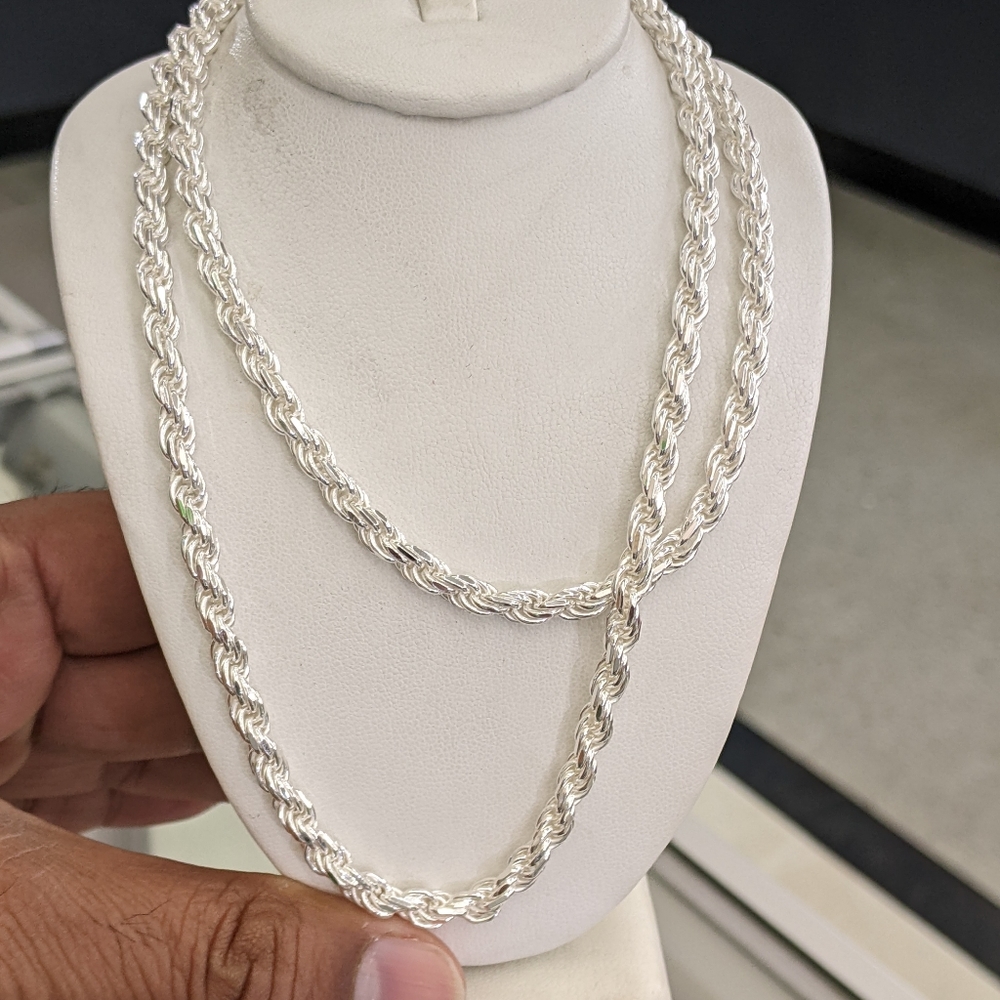 925 Sterling Silver Solid Rope Chain - image 1